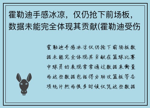 霍勒迪手感冰凉，仅仍抢下前场板，数据未能完全体现其贡献(霍勒迪受伤了吗)